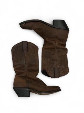 Women's Brown leather Durango slouchy Western Heeled Boots